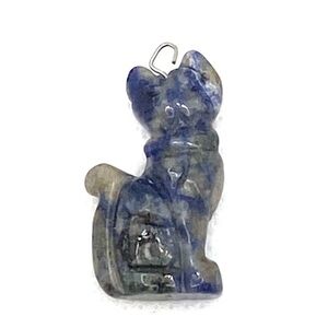 Carved Sodalite Cat Pendant